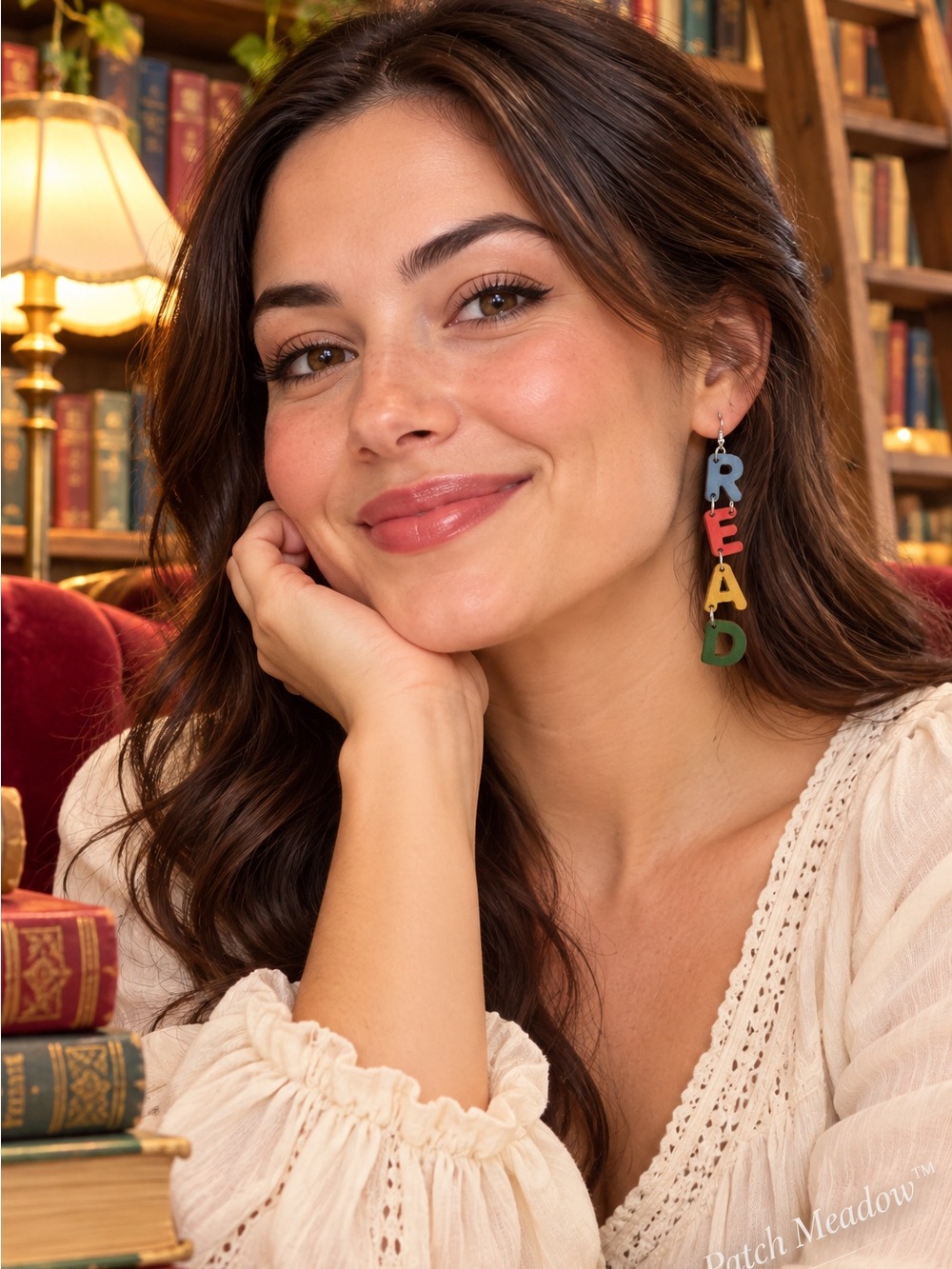 Some accessories say it all. These earrings spell READ in bright little letters